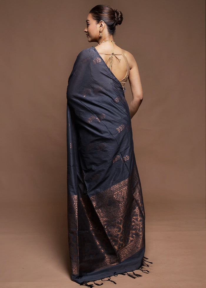 Grey Dupion Silk Saree With Blouse Piece