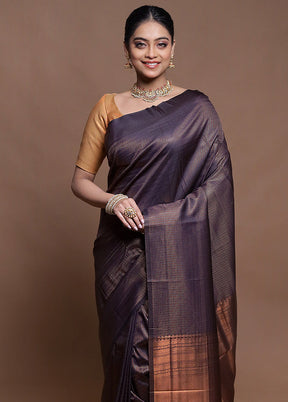 Blue Dupion Silk Saree With Blouse Piece