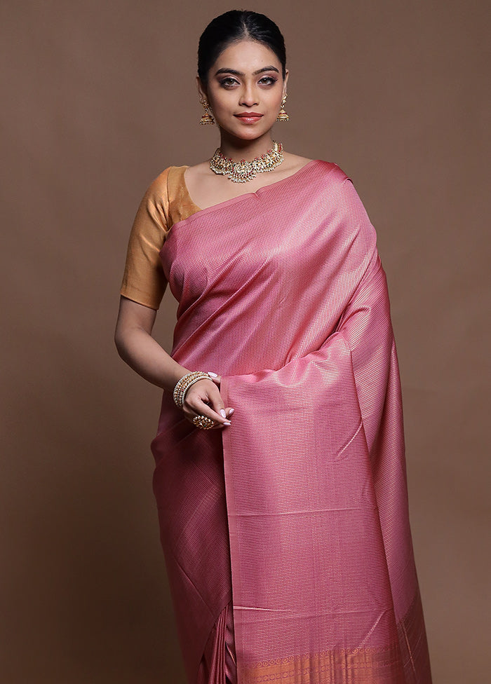 Pink Dupion Silk Saree With Blouse Piece