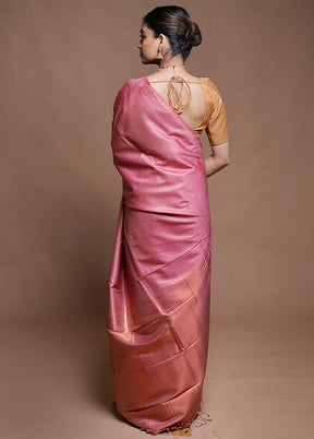 Pink Dupion Silk Saree With Blouse Piece