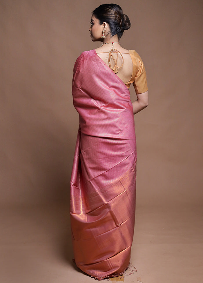 Pink Dupion Silk Saree With Blouse Piece