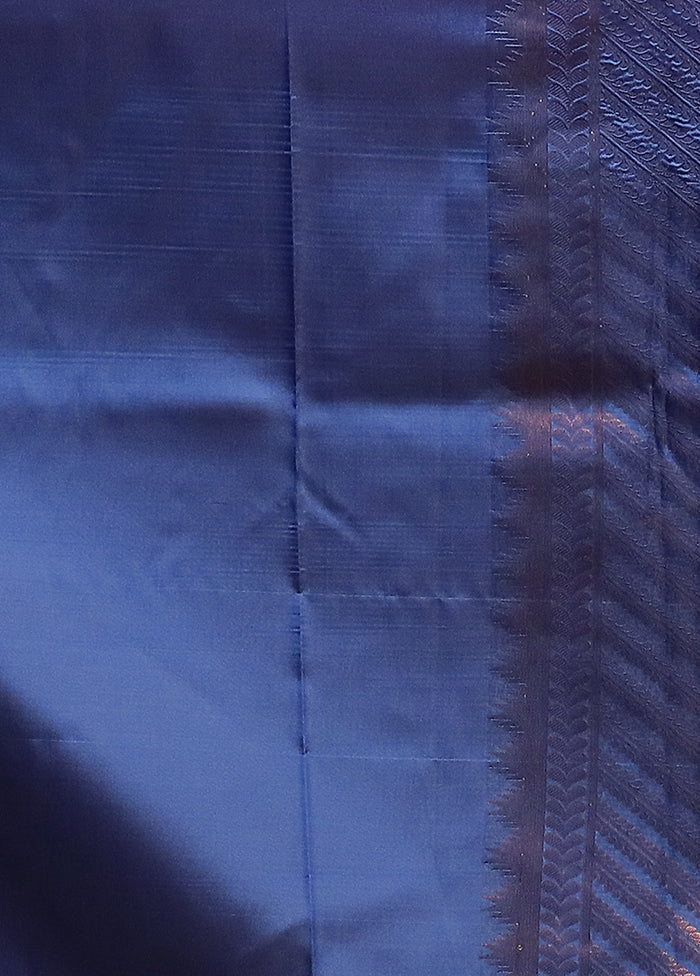 Blue Dupion Silk Saree With Blouse Piece