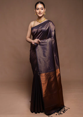 Blue Dupion Silk Saree With Blouse Piece