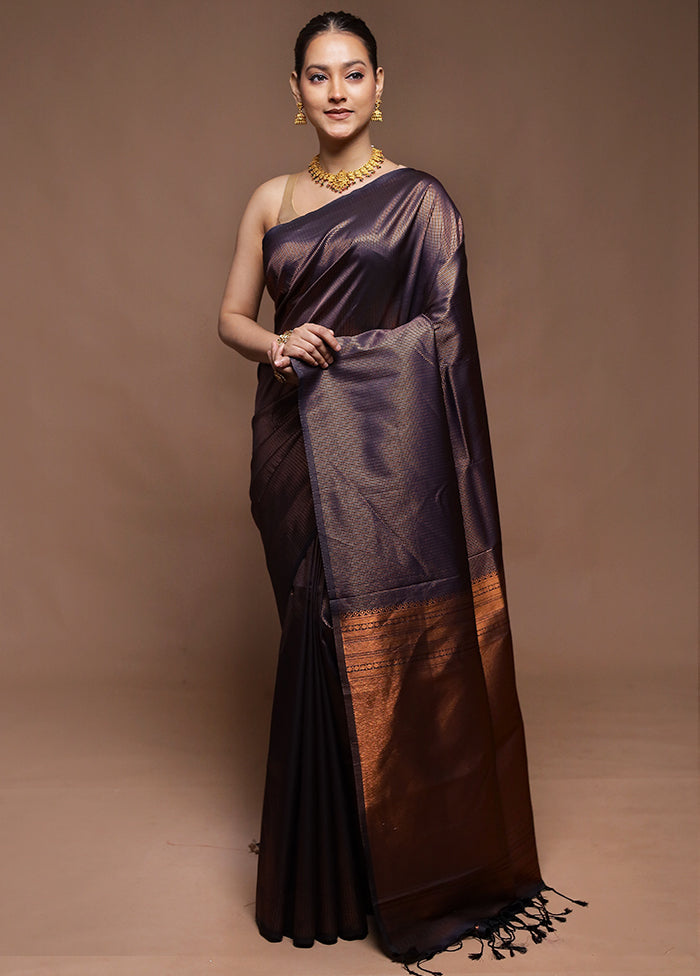 Blue Dupion Silk Saree With Blouse Piece
