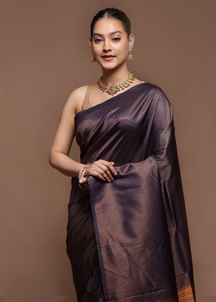 Blue Dupion Silk Saree With Blouse Piece