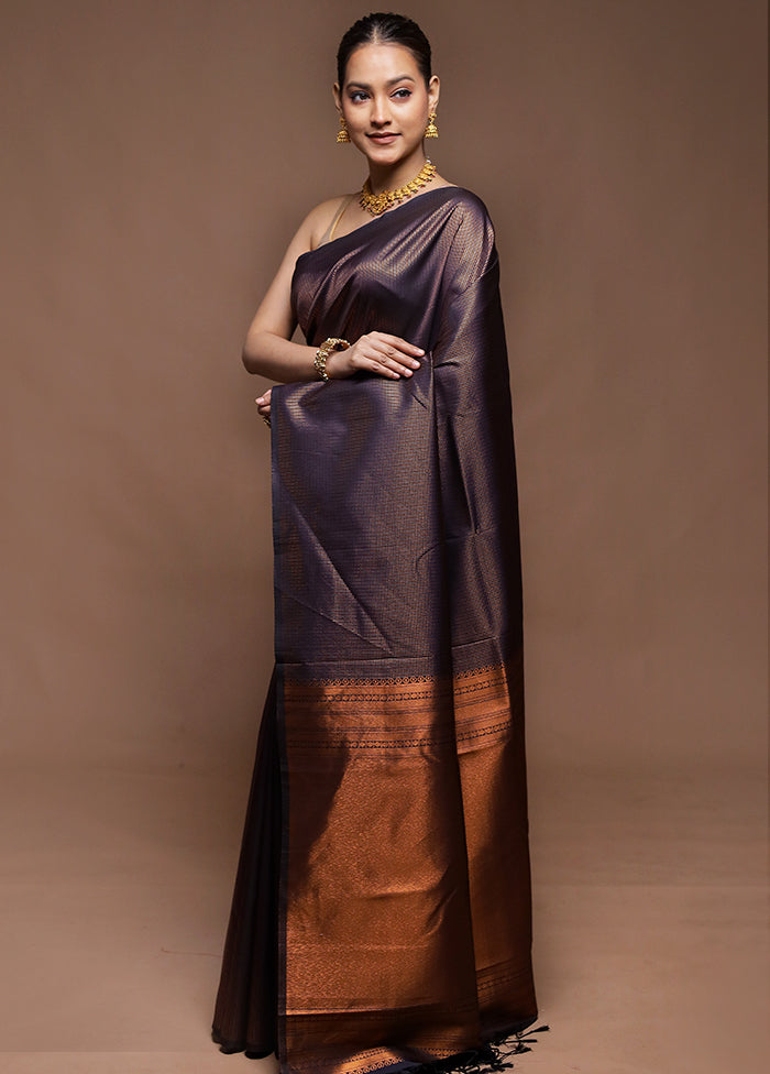 Blue Dupion Silk Saree With Blouse Piece