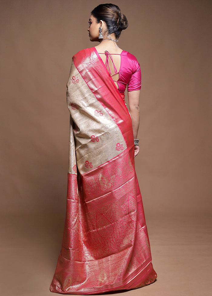 Gold Kanjivaram Silk Saree With Blouse Piece