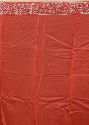 Rust Chanderi Cotton Saree With Blouse Piece
