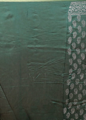 Green Chanderi Cotton Saree With Blouse Piece