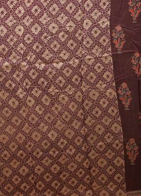 Maroon Chanderi Cotton Saree With Blouse Piece