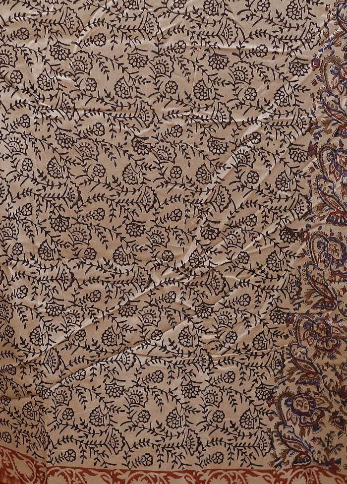 Cream Chanderi Cotton Saree With Blouse Piece