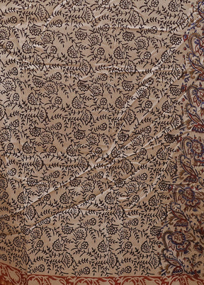 Cream Chanderi Cotton Saree With Blouse Piece