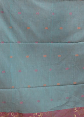 Blue Cotton Saree With Blouse Piece