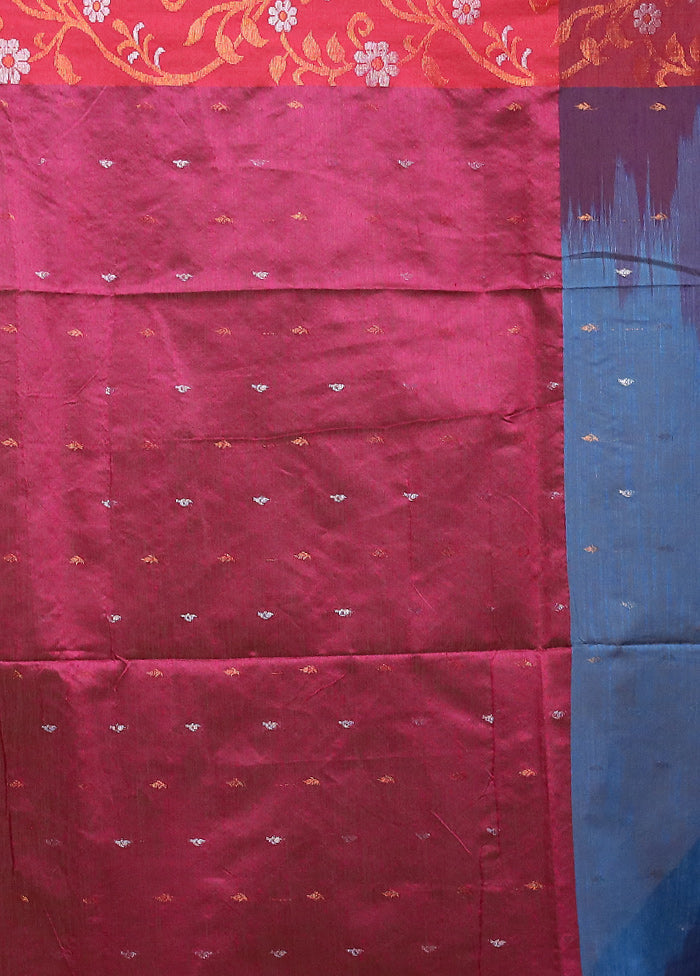 Blue Cotton Saree With Blouse Piece