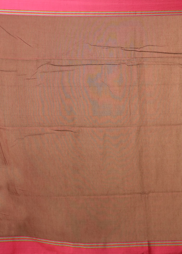 Maroon Khadi Cotton Saree With Blouse Piece