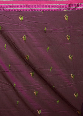 Purple Pure Cotton Saree With Blouse Piece