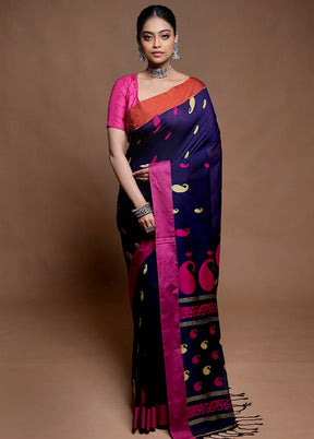 Blue Pure Cotton Saree With Blouse Piece