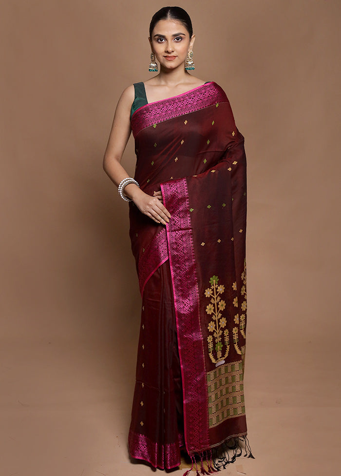 Brown Pure Cotton Saree With Blouse Piece