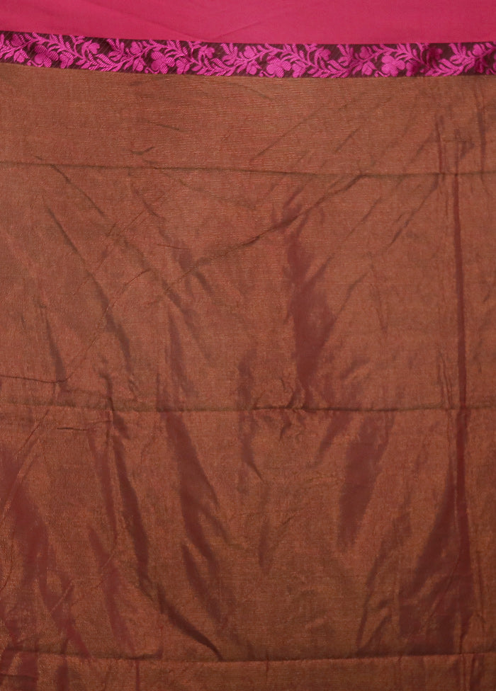 Maroon Pure Cotton Saree With Blouse Piece