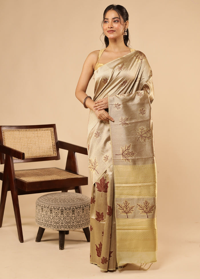 Green Tussar Silk Saree With Blouse Piece