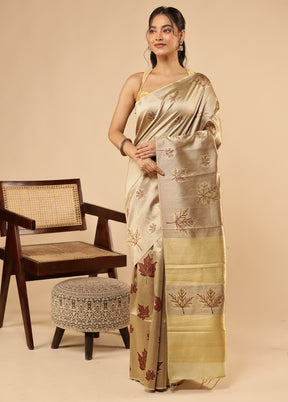 Green Tussar Silk Saree With Blouse Piece