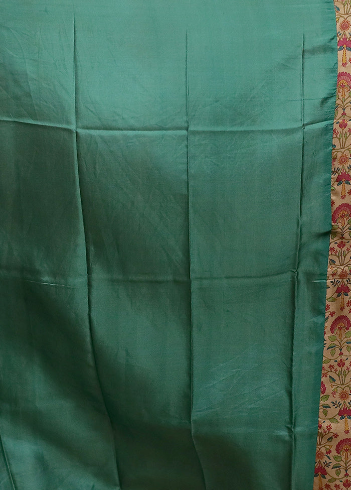 Cream Printed Pure Silk Saree Without Blouse Piece