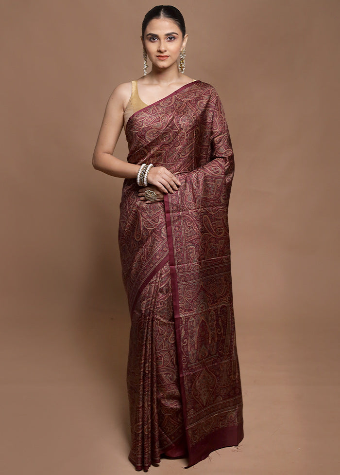 Pink Printed Pure Silk Saree Without Blouse Piece