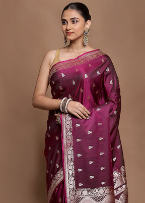 Pink Katan Silk Saree With Blouse Piece