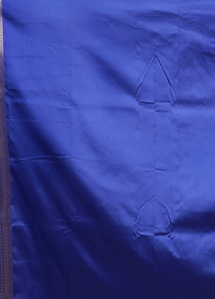 Blue Katan Silk Saree With Blouse Piece