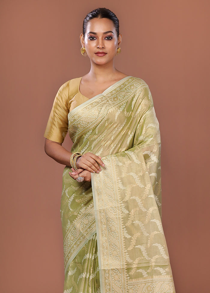 Green Tissue Silk Saree With Blouse Piece