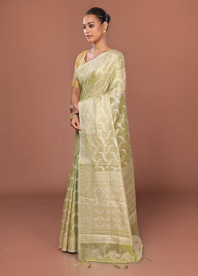 Green Tissue Silk Saree With Blouse Piece