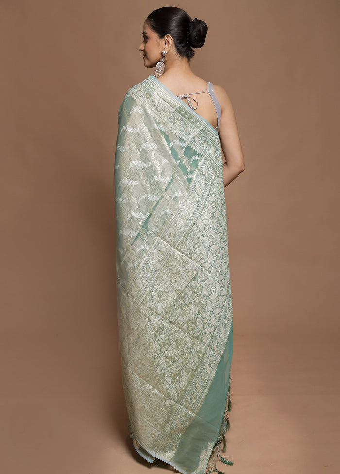 Green Tissue Silk Saree With Blouse Piece