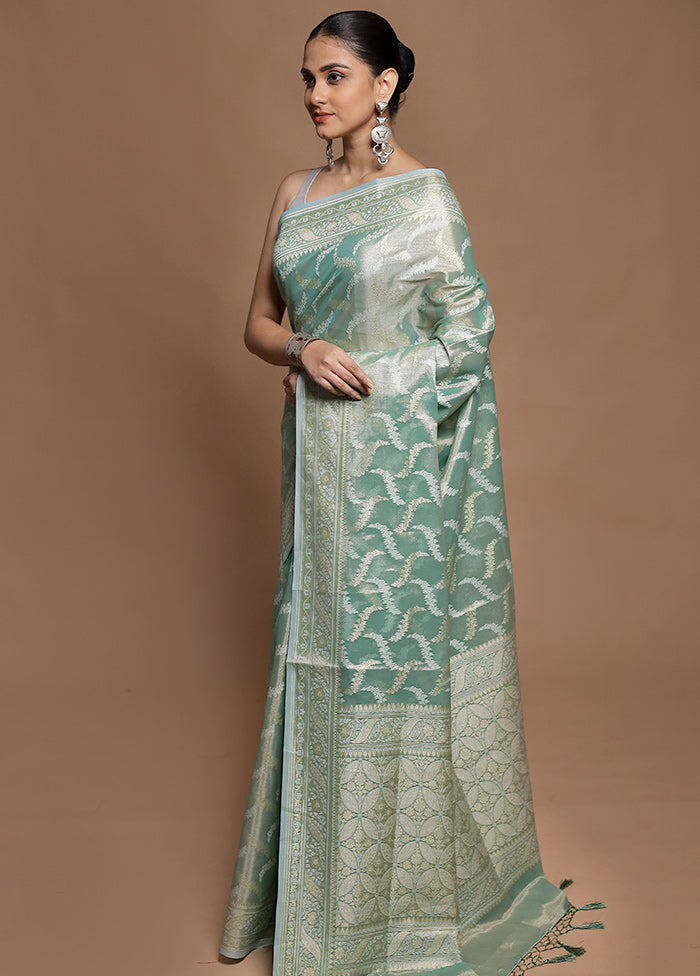 Green Tissue Silk Saree With Blouse Piece