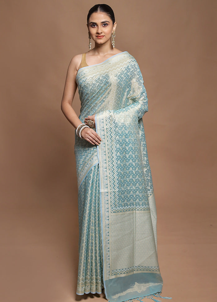 Green Tissue Silk Saree With Blouse Piece