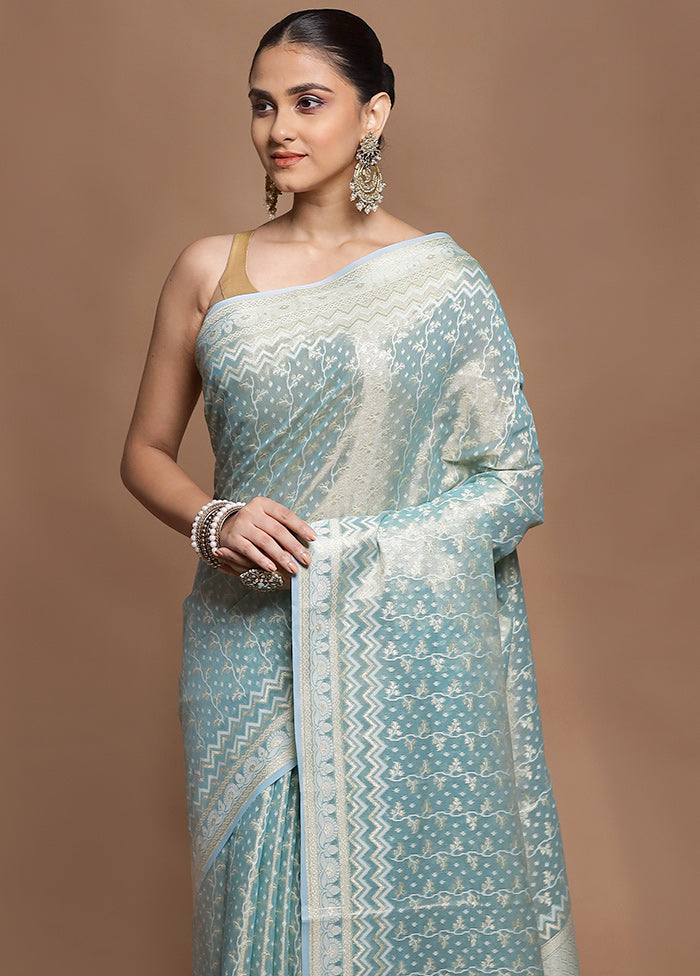 Green Tissue Silk Saree With Blouse Piece