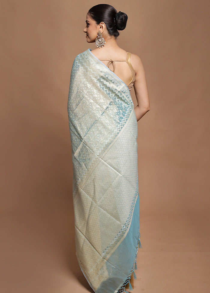 Green Tissue Silk Saree With Blouse Piece