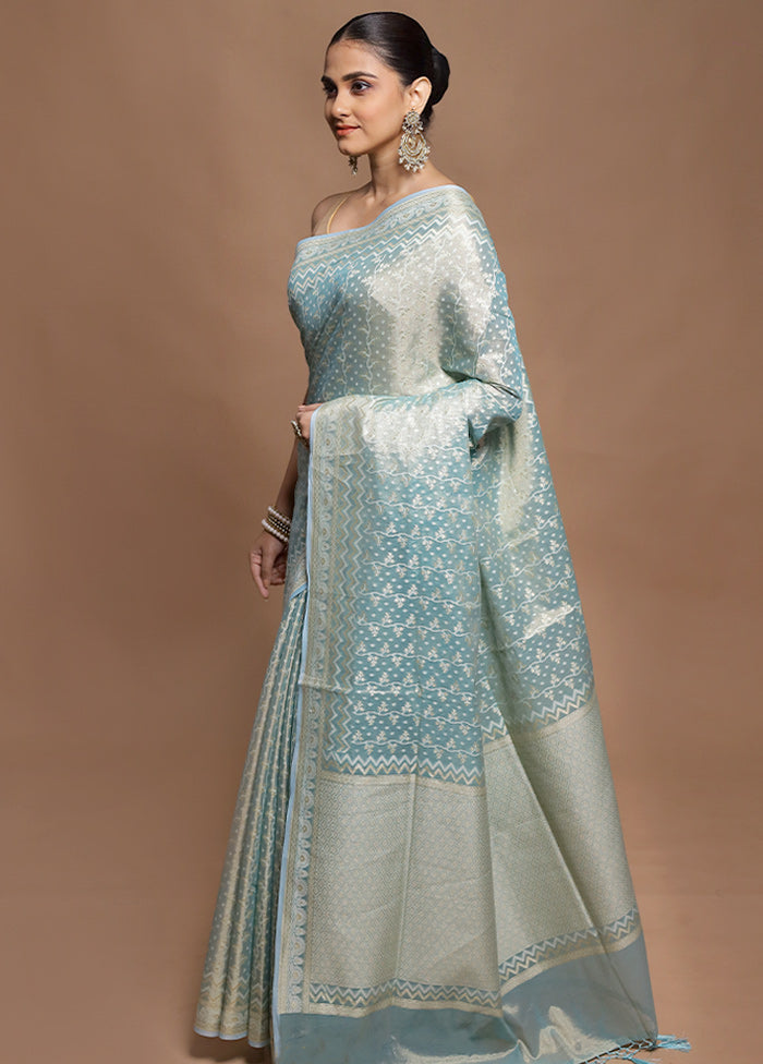 Green Tissue Silk Saree With Blouse Piece