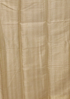 Cream Cotton Saree With Blouse Piece