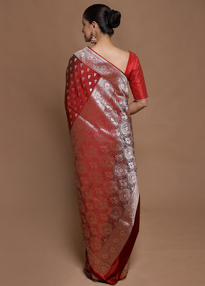 Red Katan Silk Saree With Blouse Piece