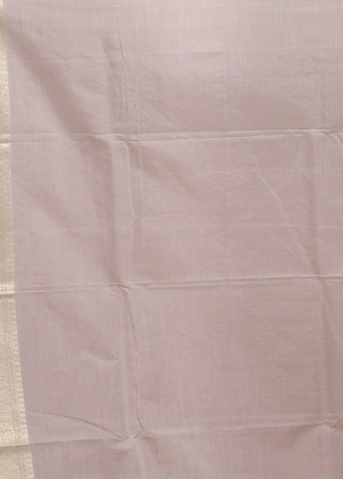 Cream Kora Silk Saree With Blouse Piece