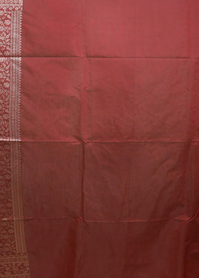Maroon Kora Silk Saree With Blouse Piece