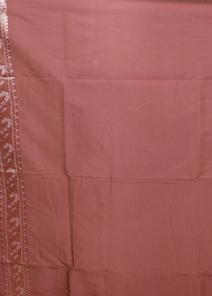 Maroon Kora Silk Saree With Blouse Piece