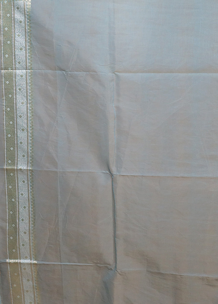 Blue Kora Silk Saree With Blouse Piece