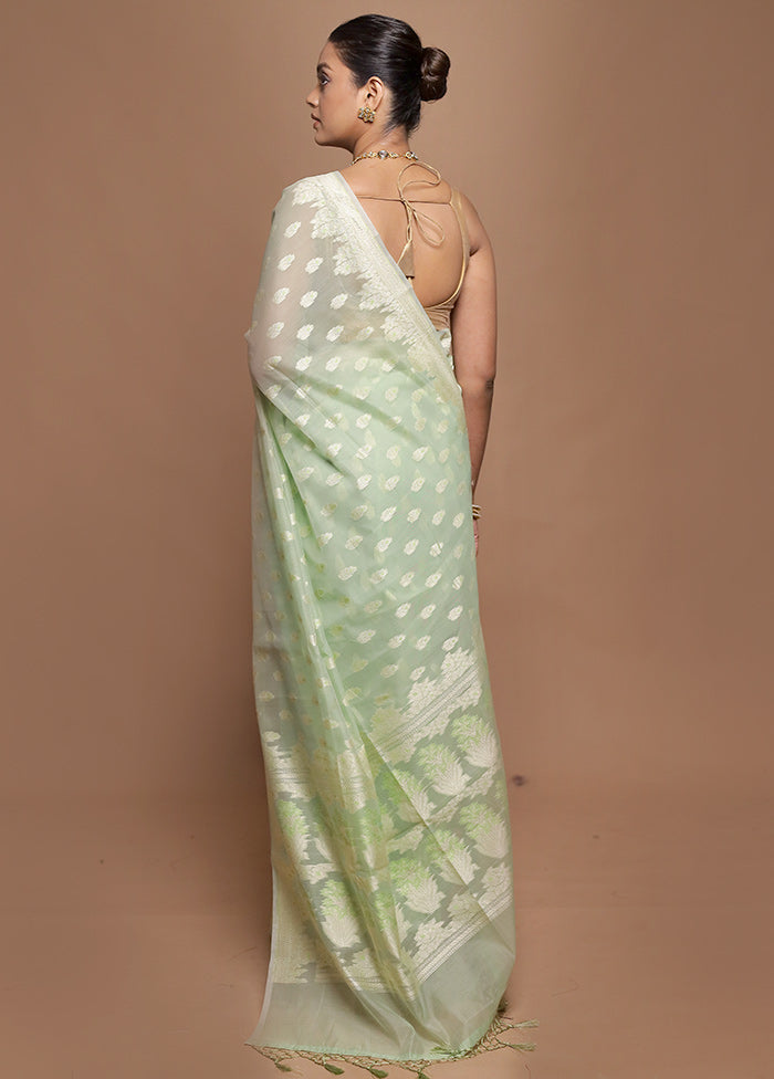 Green Kora Silk Saree With Blouse Piece