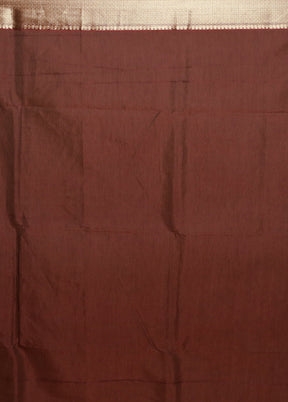 Maroon Kora Silk Saree With Blouse Piece
