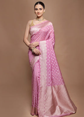 Pink Dupion Silk Saree With Blouse Piece