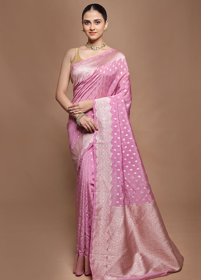 Pink Dupion Silk Saree With Blouse Piece
