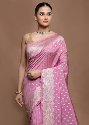 Pink Dupion Silk Saree With Blouse Piece
