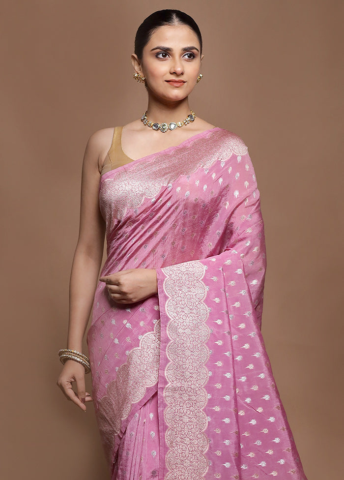 Pink Dupion Silk Saree With Blouse Piece