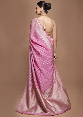 Pink Dupion Silk Saree With Blouse Piece